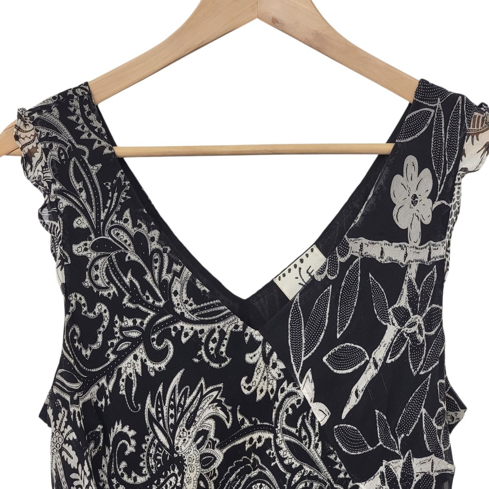 Vintage ICE Top Womens XL‎ Black Y2K Silk Fairy Ruffles Sheer Romantic Floral - Picture 3 of 14